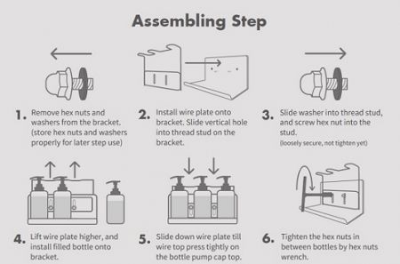 Instruction Manual For Wall Install & Refill Steps - Single Bottle Holder